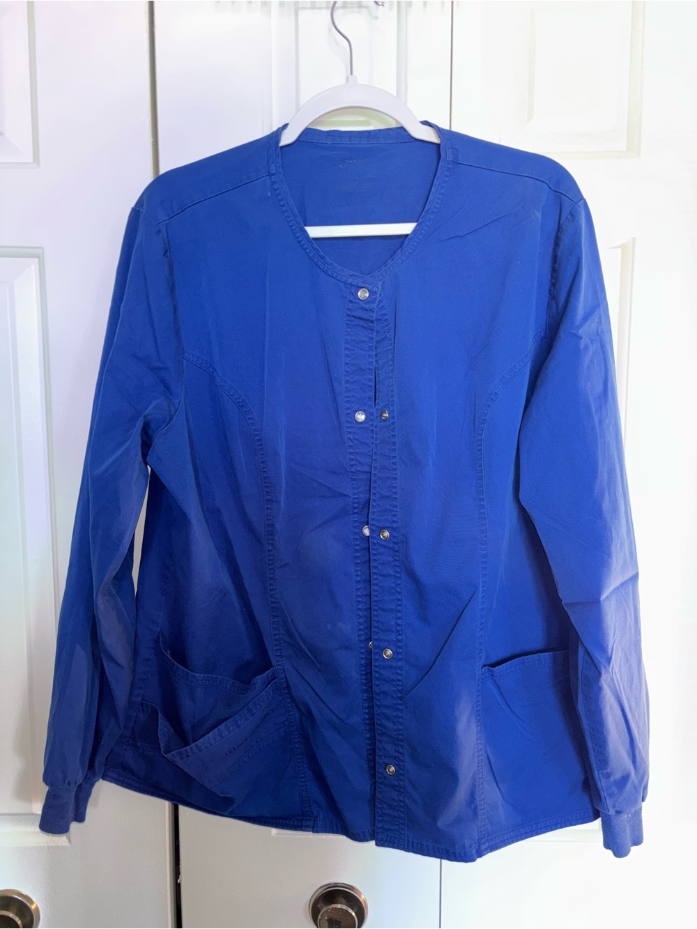 Royal Blue Snap-Front Scrub Jacket